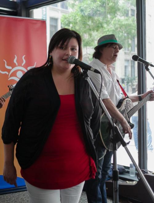 Pamela Davis and Vince Fontaine of Indian City perform at the Free Press News Cafe in advance of the Aboriginal Day Live celebrations.  120607 - Thursday, June 07, 2012 -  Melissa Tait / Winnipeg Free Press