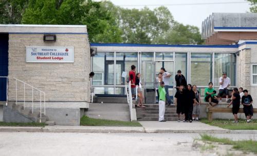 Outside shot of Southeast Collegiate at 1301 Lee Blvd where U of M prof  did test on 80 students for diabetes and used the same testing needle.  Now they have to be further tested.  Students hang around outside the school (not sure if these students are under 18 and can be identified). See Nick Martin Story. Ruth Bonneville Winnipeg Free Press