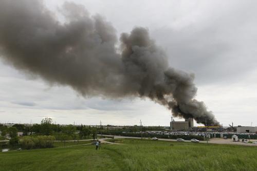 June 12, 2012 - 120612  - Firefighters from Winnipeg and Springfield rushed to put out a scrap fire at General Scrap on Springfield Road in Winnipeg Tuesday June 12, 2012.  John Woods / Winnipeg Free Press