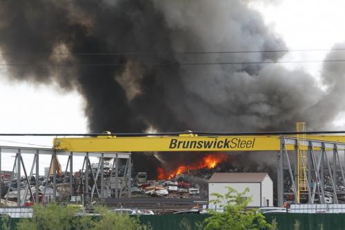 June 12, 2012 - 120612  - Firefighters from Winnipeg and Springfield rushed to put out a scrap fire at General Scrap on Springfield Road in Winnipeg Tuesday June 12, 2012.  John Woods / Winnipeg Free Press