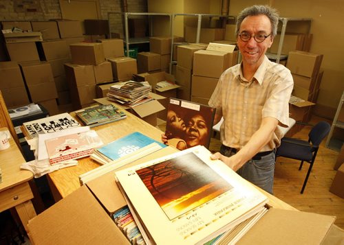 Into The Music owner Greg Tonn has  purchased the CBC music collection  consisting if thousand of vinyl records and CD's Äì He has a room full of boxes  to sort through containing the music  - Rob Williams Story - KEN GIGLIOTTI  / WINNIPEG FREE PRESS  /  June 14 2012