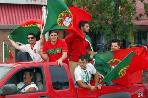 Portugal fans on Sargent Ave. after Portugal wins 1-0 victory over the Czech Republic. European Championship soccer. June 21, 2012  BORIS MINKEVICH / WINNIPEG FREE PRESS