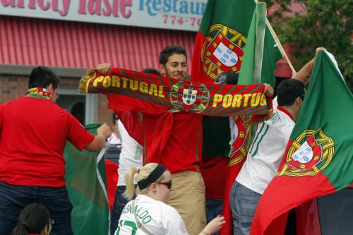 Portugal fans on Sargent Ave. after Portugal wins 1-0 victory over the Czech Republic. European Championship soccer. June 21, 2012  BORIS MINKEVICH / WINNIPEG FREE PRESS