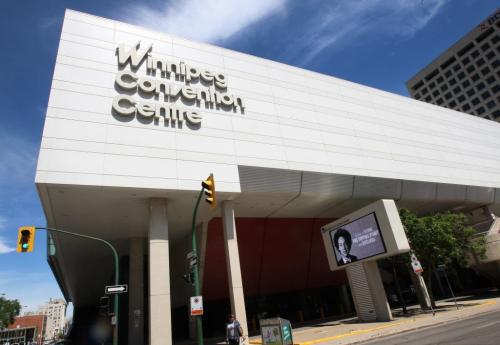 The current  Winnipeg Convention Centre .Officials today announced a future expansion  at a cost of  "over $180 million" but likely less than $200 million, depending on the final design.- See Bartley Kives story-June 25, 2012   (JOE BRYKSA / WINNIPEG FREE PRESS)