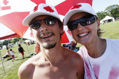 July 1, 2012 - 120701  -  Diane Hyra-Kuzenko and her son Jared Kimacovichwho, were out celebrating Canada Day at Assiniboine Park, comment on their favourite things about Canada Sunday, July 1, 2012.    John Woods / Winnipeg Free Press