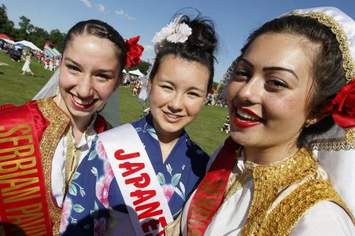 July 1, 2012 - 120701  -  (L to R) Masha Miric-Calkic, Mei Hoppe and Selena Halilovic, who were out celebrating Canada Day at Assiniboine Park comment on their favourite things about Canada Sunday, July 1, 2012.    John Woods / Winnipeg Free Press