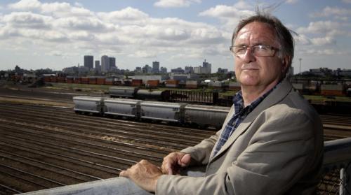 Dennis Lewycky looks out at the CP Rail Yards from the railing on the Arlington Street bridge. See Mary Agnes Welch story 120703 - Tuesday, July 03, 2012 -  (MIKE DEAL / WINNIPEG FREE PRESS)