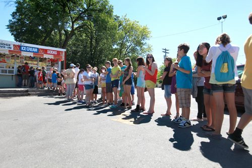Windsor School Class of 2017 Grade seven students spend their last day of school going for ice cream to the BDI, signing year books and saying goodbye's to their grade seven   classmates that are moving on to high school and Han an exchange student who is going home after spending a year with her classmates in Canada. See Doug Speirs story. Also see more photo's taken June 20.  June 29,  2012 (Ruth Bonneville/Winnipeg Free Press)
