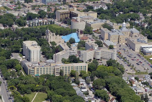 Aerial photos of Winnipeg. St. Boniface area. Université de Saint-Boniface. Saint Boniface Cathedral. July 3, 2012  BORIS MINKEVICH / WINNIPEG FREE PRESS
