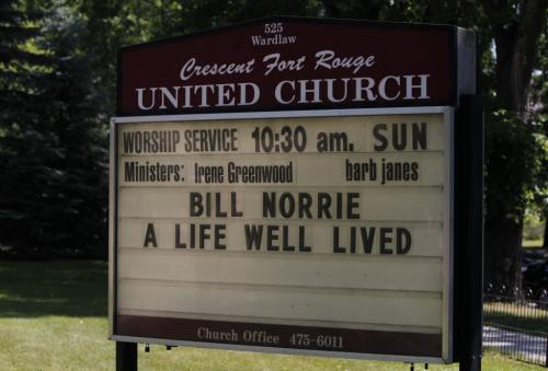 Bill Norrie funeral. Crescent Fort Rouge United Church. July 11, 2012  BORIS MINKEVICH / WINNIPEG FREE PRESS