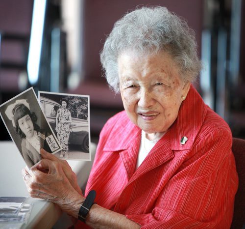 Portraits of Winifred "Winnie" Paktong while she holds photo's of her when she was 12 and 24 at her retirement home in south St. Vital Winifred was the first person of Chinese descent born in Winnipeg on May 30th, 1912 and celebrated her 100th birthday this past spring.  See Kevin Rollason's story. July 19, 2012 Ruth Bonneville Winnipeg Free Press