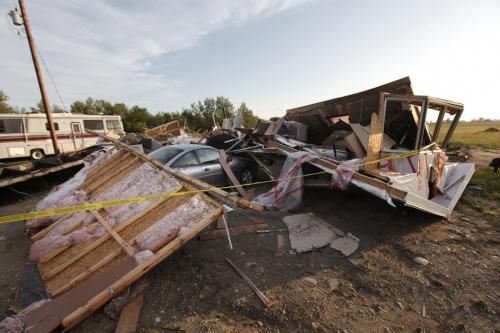 July 29, 2012 - 120729  -  Strong winds and possibly a tornado lifted this home off of it's foundation and turned it upside down on Lake Francis Road just south of Twin Beach Road and south of St. Laurent, Manitoba Sunday July 29, 2012.    John Woods / Winnipeg Free Press
