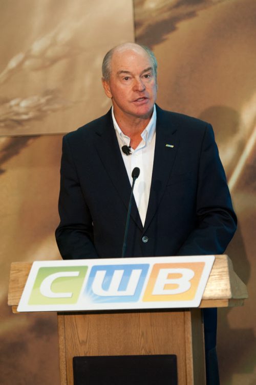 120731 Winnipeg - CEO of the Canadian Wheat Board Ian White announces the move from a 'single desk' system to an open market for grain in Canada.. STORY. July 30 2012. COLE BREILAND / WINNIPEG FREE PRESS