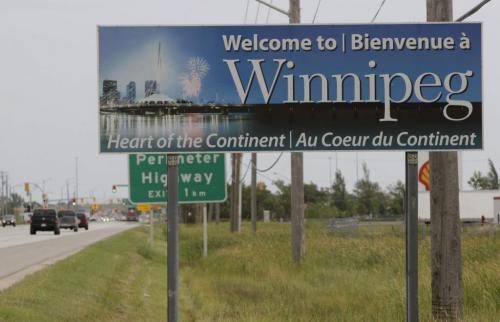 Welcome to Winnipeg Heart of the Continent sign in Headingley, Mb on the Trans Canada Hwy.  (WAYNE GLOWACKI/WINNIPEG FREE PRESS) Winnipeg Free Press  Aug. 3  2012