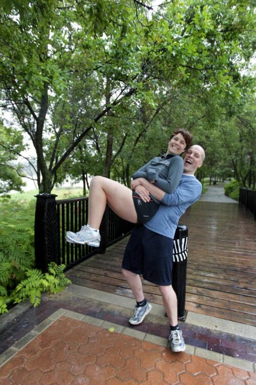Matt Tenbruggencate and his wife Mel at their favourite place in the city Stephen Juba Park. Ruth Bonneville Winnipeg Free Press Aug 04, 2012