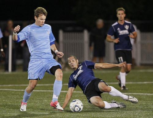 August 14, 2012 - 120811  -  Winnipeg Juventus (L) vs Hellas SC play at the Winnipeg Soccer Complex in Winnipeg Tuesday August 14, 2012.  John Woods / Winnipeg Free Press