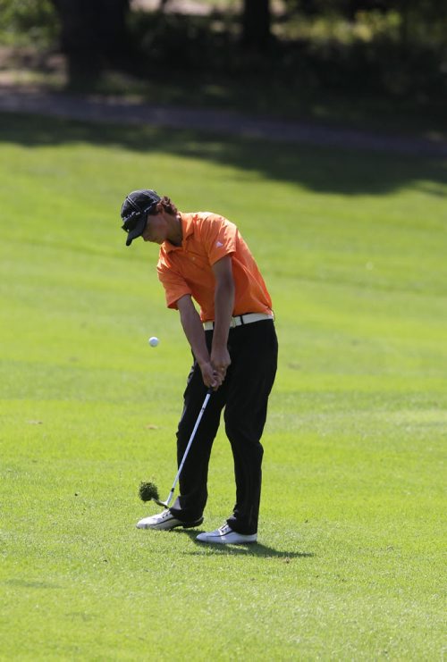 Brandon Sun Austin Dobrescu of Brandon, at the Tamarack golf tournament at the Clear Lake Golf Course on Monday. (Bruce Bumstead/Brandon Sun)