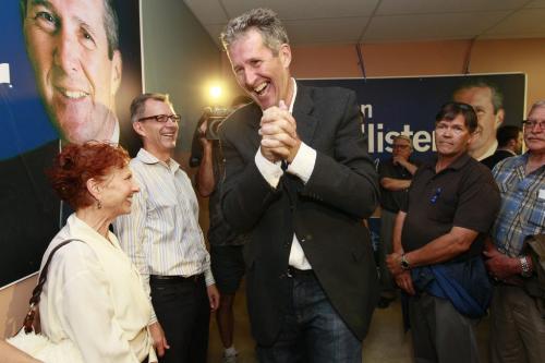 September 4, 2012 - 120904  -  Brian Pallister, leader of the Manitoba PC party, greets supporters after winning a by-election in Fort Whyte Tuesday September 4, 2012.    John Woods / Winnipeg Free Press