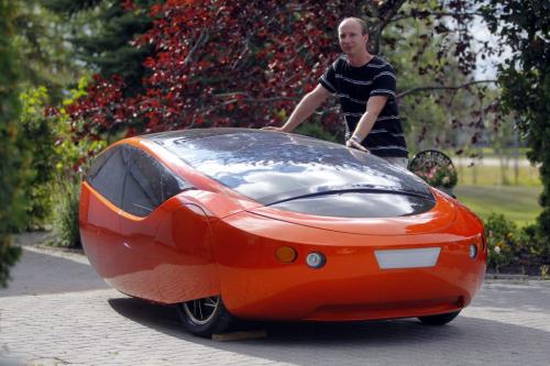The electric car Urbee at Blaine McFarland's house just south of the city. September 5, 2012  BORIS MINKEVICH / WINNIPEG FREE PRESS