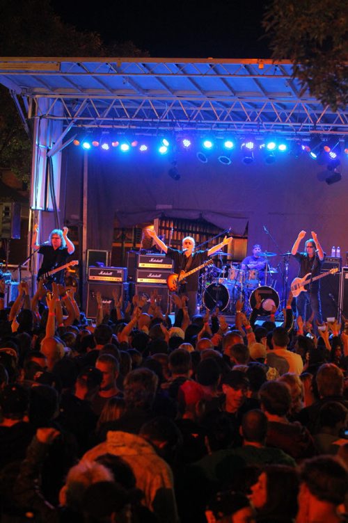 Brandon Sun Canadian classic rockers April Wine takes the stage during the 7th annual Rock the Block concert, Friday night in downtown Brandon. The festival has become a traditional celebration of the first week of post-secondary classes in the city. (Colin Corneau/Brandon Sun)