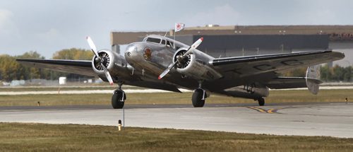 A 1937 Lockheed Electra taxis to the Western Canada Aviation Museum Thursday and was parked inside prior to the official opening of the 75th Anniversary TCA/Air Canada Exhibit. The exhibit commemorates the 75th birthday of Air Canada, Canadas oldest airline. The Lockheed Electra is a twin-engine, all-metal monoplane developed by the Lockheed Aircraft Corporation in the 1930s, it carried up to 10 passengers and two crew members. see release.  (WAYNE GLOWACKI/WINNIPEG FREE PRESS) Winnipeg Free Press  Sept. 20  2012