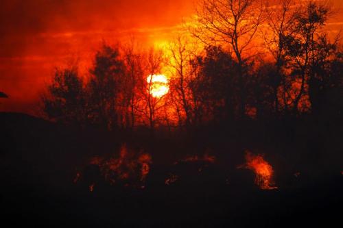 Vita Manitoba wild fires. Sunset fire south of Vita. OCTOBER 2, 2012  BORIS MINKEVICH / WINNIPEG FREE PRESS