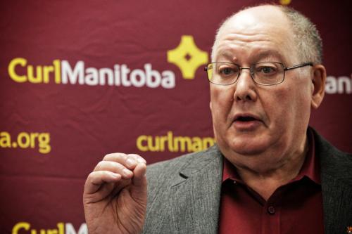 CurlManitoba President Resby Coutts announces 125th MCA Bonspiel will be the last men's only event; women welcome as of 2014. 121004 October 04, 2012 Mike Deal / Winnipeg Free Press