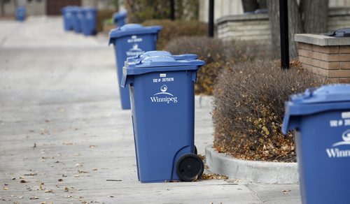 Westwood area resident, Bernard Palmer is angry about the new autobin recycling system. The scheduled pickup for his condo complex is Thursday, and as of 2pm Sunday, the carts were still full. Sunday, October 7, 2012. (TREVOR HAGAN/WINNIPEG FREE PRESS) - see jen skerritt story