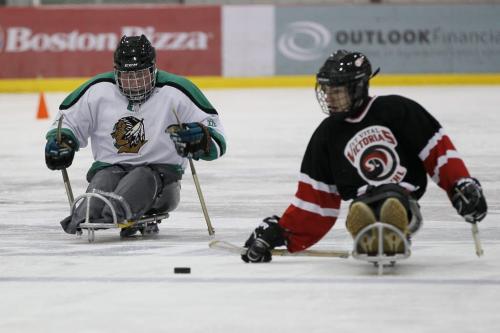 October 21, 2012 - 121021  -  Players work out the kinks by doing drills at the Sledge Hockey Manitoba 14+ open house run by the Society of Manitobans with Disabilities at the MTS Iceplex in Winnipeg Sunday, October 21, 2012.  John Woods / Winnipeg Free Press