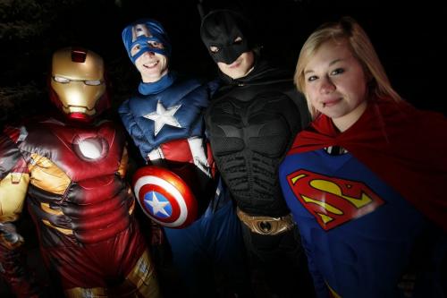 October 22, 2012 - 121022  -  Super heros Ryan Storey, Ben Clendenning, Douglas Solomon and Brooke Yorki were out protecting the little goblins at Boo At The Zoo at Assiniboine Zoo Monday October 22, 2012. John Woods / Winnipeg Free Press