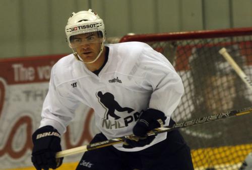 Jets Jim Slater  practicing at MTS IcePlex NHL Lockout continues Äì MTS Ice Plex Ed Tait KEN GIGLIOTTI  / WINNIPEG FREE PRESS  / Oct 26 2012