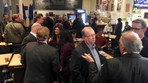 City councillor Scott Fielding and MB local Gov't minister Ron Lemieux went head to head at the Free Press Cafe. October 29, 2012  BORIS MINKEVICH / WINNIPEG FREE PRESS