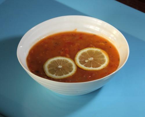Soups made with tomatos. Fresh Tomato Soup/lemon slices. October 29, 2012  BORIS MINKEVICH / WINNIPEG FREE PRESS
