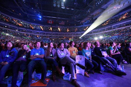 Students in the front row watch the performances during the  annual We Day celebrations  in Winnipeg today at The MTS Centre Tuesday, October 30, 2012 - (RUTH BONNEVILLE / WINNIPEG FREE PRESS)   Ruth Bonneville