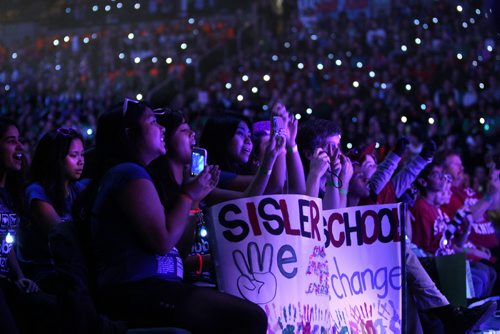 Students from Sisler High School watch the performances on stage  during the annual We Day celebrations  in Winnipeg today at The MTS Centre Tuesday, October 30, 2012 - (RUTH BONNEVILLE / WINNIPEG FREE PRESS)   Ruth Bonneville