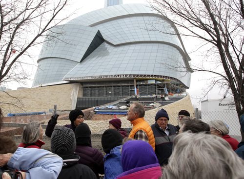 A US tour group on its way to Churchill for an ecological tour stops by the Canadian Museum for Human Rights for an educational lecture and tour Wednesday afternoon. 121031 - Wednesday, October 31, 2012 -  (MIKE DEAL / WINNIPEG FREE PRESS) CMHR