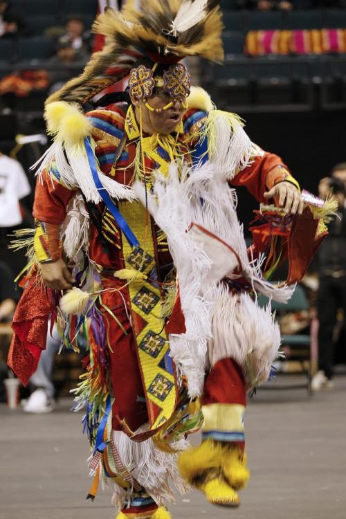 November 4, 2012 - 120925  Terrance Goodwill performs in the Men's Grass Dance at Manito Ahbee at the MTS Centre Sunday November 4, 2012.  John Woods / Winnipeg Free Press