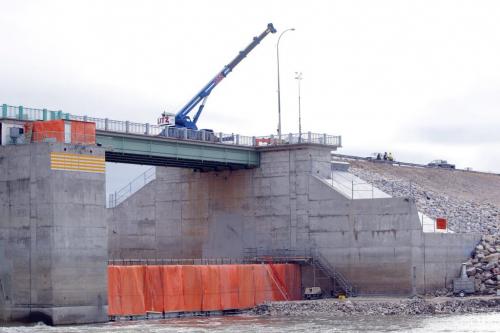 Construction at the floodway gates south of the city. November 8, 2012  BORIS MINKEVICH / WINNIPEG FREE PRESS