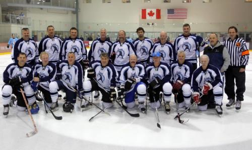 Mike Keane Celebrity Classic at the Iceplex. Team photo before the game started.  November 15, 2012  BORIS MINKEVICH / WINNIPEG FREE PRESS