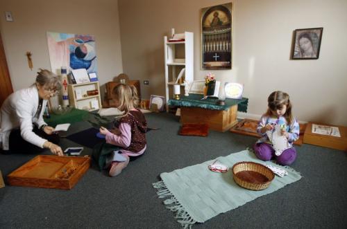 Holy Cross Church offers  a children's learning program based on the Montessori style of education that emphasizes  independence and freedom Äì in pic level 1 students  Brenda Suderman Faith Page -  KEN GIGLIOTTI  / WINNIPEG FREE PRESS  /  Nov 21 2012