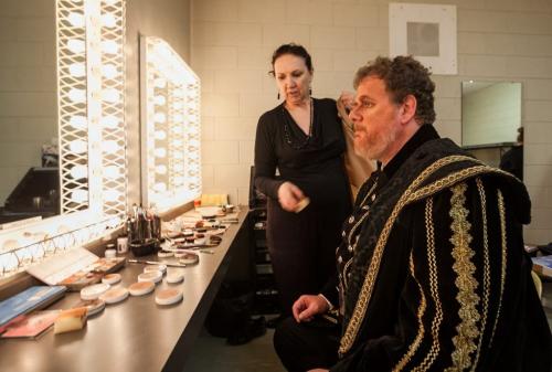 Doug Speirs prepares for his debut dress rehearsal performance in Manitoba Opera's Rigoletto at the Centennial Concert Hall on Wednesday night.