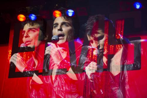 121124 Winnipeg- Steven Kabakos is Elvis Presley during the Elvis Christmas Special at the Pantages Playhouse Theatre Saturday night. The special effect is called a multiple exposure, and is created in camera. DAVID LIPNOWSKI / WINNIPEG FREE PRESS