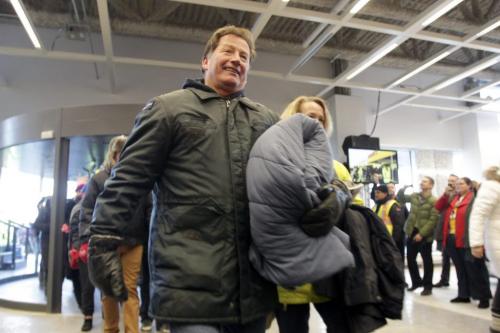 Barry and Barb Capnery were the first in line and the first official customers to enter the store during the grand opening of Winnipeg's IKEA Wednesday morning. 121128 - Wednesday, November 28, 2012 -  (MIKE DEAL / WINNIPEG FREE PRESS)