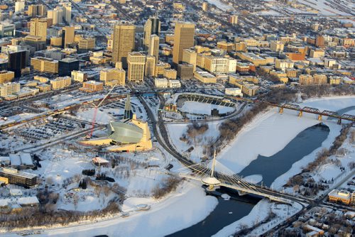 Aerial photos over Winnipeg. Skyline photo. Downtown Winnipeg. November 28, 2012  BORIS MINKEVICH / WINNIPEG FREE PRESS