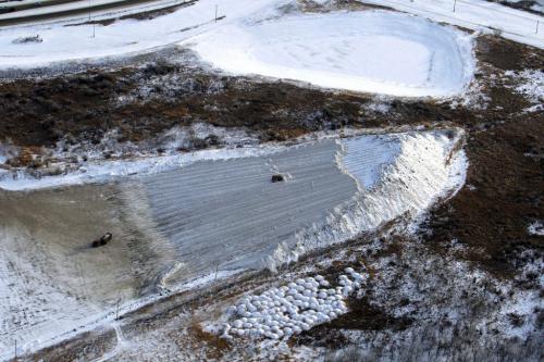 Aerial photos over Winnipeg. Snow removal site on Kenaston Blvd. November 28, 2012  BORIS MINKEVICH / WINNIPEG FREE PRESS