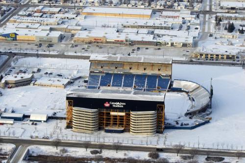 Aerial photos over Winnipeg. Old football stadium.Canad Inns Stadium (formerly Winnipeg Stadium) is a Canadian football stadium currently being demolished located north of Polo Park Shopping Centre(from wiki).  November 28, 2012  BORIS MINKEVICH / WINNIPEG FREE PRESS