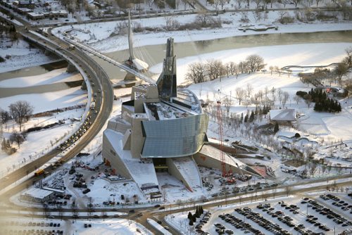 Aerial photos over Winnipeg. The Canadian Museum for Human Rights . November 28, 2012  BORIS MINKEVICH / WINNIPEG FREE PRESS CMHR