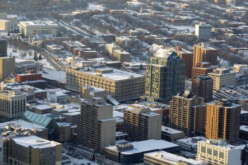 Aerial photos over Winnipeg. Downtown WInnipeg. The Bay Downtown. November 28, 2012  BORIS MINKEVICH / WINNIPEG FREE PRESS