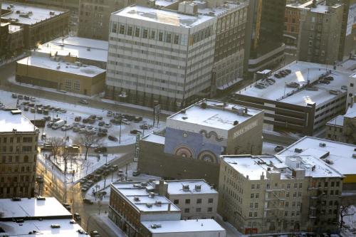 Aerial photos over Winnipeg. Burton Cummings Theatre area. November 28, 2012  BORIS MINKEVICH / WINNIPEG FREE PRESS