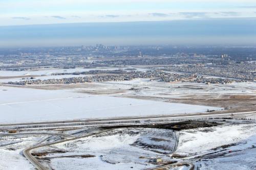 Aerial photos over Winnipeg. City of Winnipeg Water and Waste Department's Brady Road Resource Management Facility (Brady Road Landfill).  City skyline in the background. November 28, 2012  BORIS MINKEVICH / WINNIPEG FREE PRESS